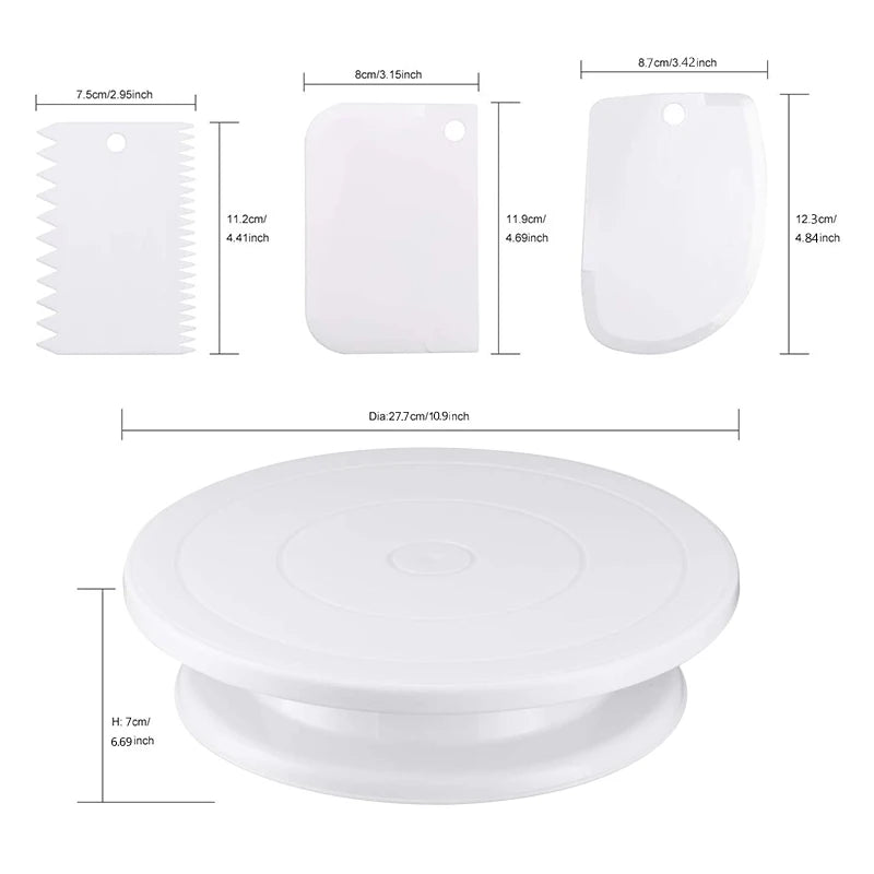7pcs Cake Decorating Kit – Turntable, Spatula & Leveler for Easy Cake Design