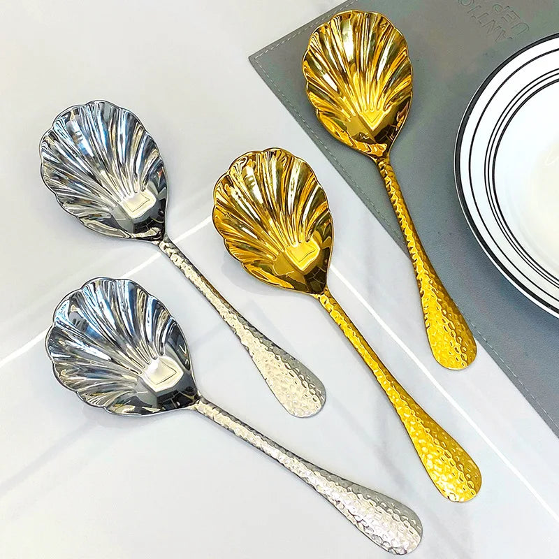 Stainless Steal Shell Pattern Serving Spoon