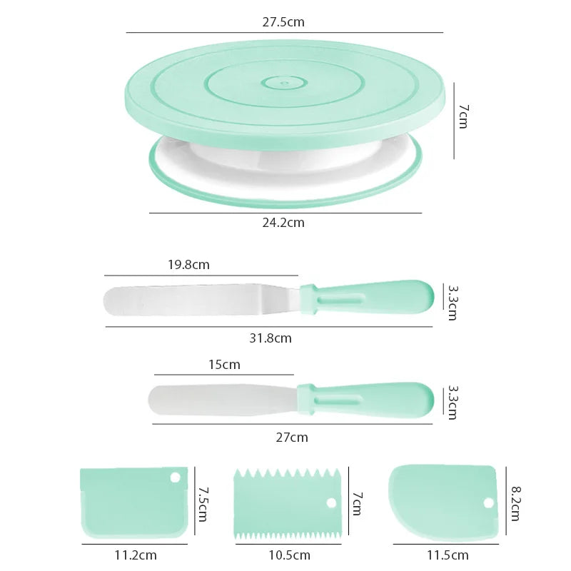 Macaron Rotating Cake Turntable – 11" Revolving Stand for Cake Decorating and Baking
