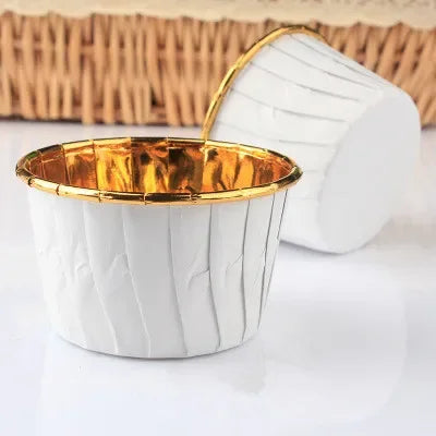 50pcs Gold Muffin Cupcake Liners – Oilproof Baking Cups for Weddings, Parties and Events