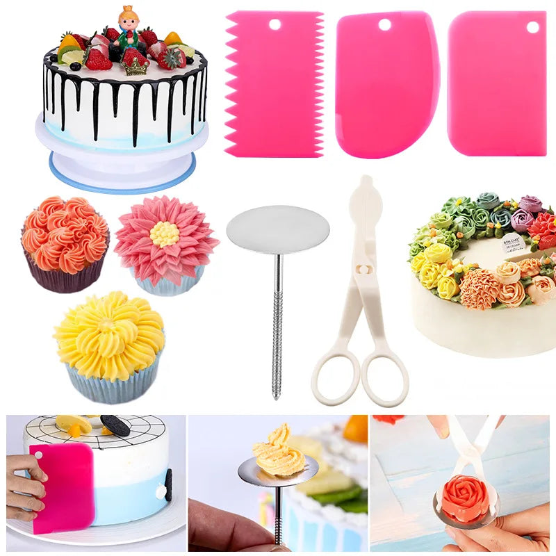 Macaron Rotating Cake Turntable – 11" Revolving Stand for Cake Decorating and Baking