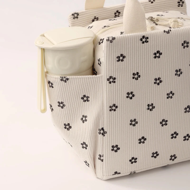 Corduroy Thermal Lunch Bag – Insulated Food Pouch for School, Work & Picnics