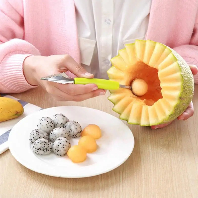 Fruit Carving Knife and Melon Scoop – 2-in-1 Stainless Steel Fruit & Ice Cream Ball Maker