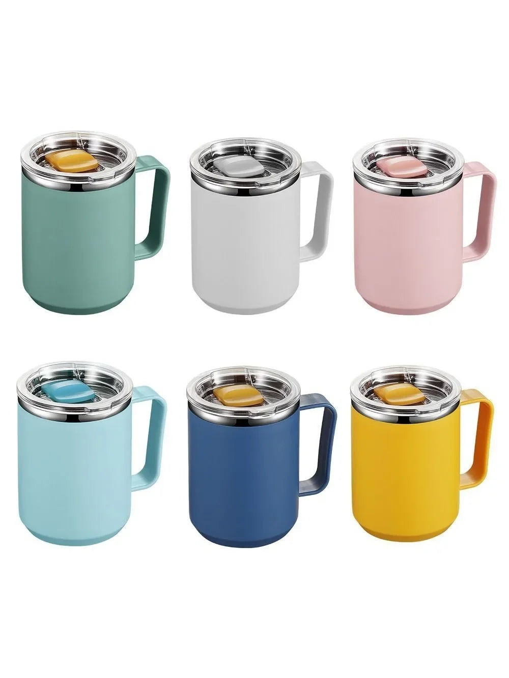450ml Stainless Steel Insulated Coffee Cup – Travel Mug with Handle, Lid & Straw