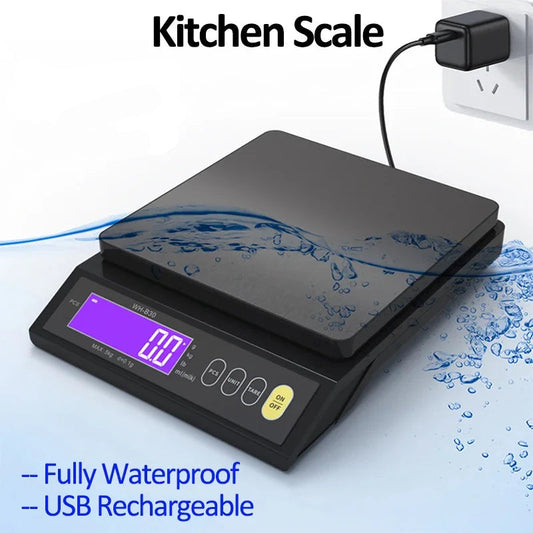 Waterproof Digital Kitchen Scale – Stainless Steel with LCD Display, 5kg/0.1g Accuracy