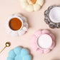 Aesthetic Sunflower Ceramic Coffee Mug with Saucer – Cute Cloud Cup for Tea & Office