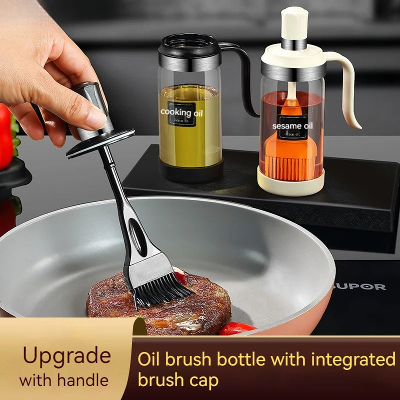 Silicone Oil Brush with Glass Bottle – High Temp Resistant, Non-Shedding, for Kitchen & BBQ