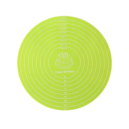 Silicone Cake Turntable Mat – Non-Stick Baking Mat with Size Guide, Heat Resistant Baking Tool