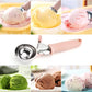 Stainless Steel Ice Cream Scooper – Pressable Fruit Spoon and Dual-Purpose Ball Scoop