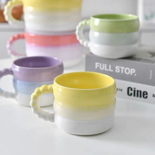 400ml Ceramic Rainbow Mug – Colourful Coffee or Tea Cup