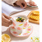 300ml Cute Ceramic Mug – Hand-Pinched Heart & Flower Pattern Coffee & Tea Cup