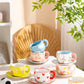300ml Cute Ceramic Mug – Hand-Pinched Heart & Flower Pattern Coffee & Tea Cup
