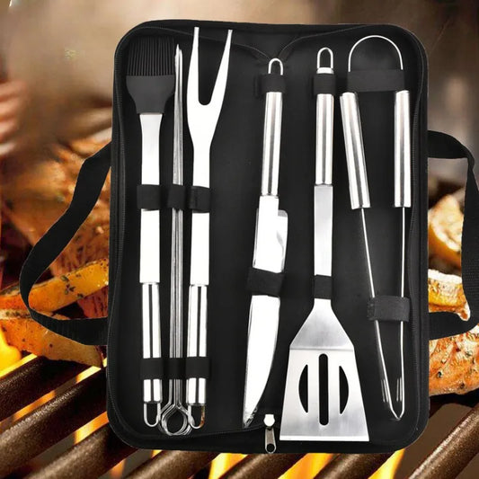 Stainless Steel BBQ Tool Set – Portable Outdoor Grill Utensils with Storage Bag