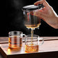 Heat Resistant Glass Teapot with One-Click Filtering – Tea and Coffee Maker with Water Separation