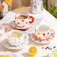 300ml Cute Ceramic Mug – Hand-Pinched Heart & Flower Pattern Coffee & Tea Cup