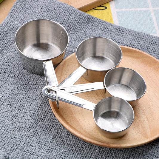 4-Piece Stainless Steel Measuring Cup Set – Baking and Cooking Measuring Tools