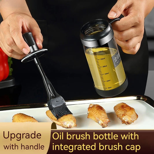 Silicone Oil Brush with Glass Bottle – High Temp Resistant, Non-Shedding, for Kitchen & BBQ