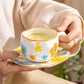 300ml Cute Ceramic Mug – Hand-Pinched Heart & Flower Pattern Coffee & Tea Cup