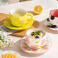 300ml Cute Ceramic Mug – Hand-Pinched Heart & Flower Pattern Coffee & Tea Cup