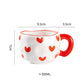 300ml Cute Ceramic Mug – Hand-Pinched Heart & Flower Pattern Coffee & Tea Cup