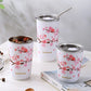 Cherry Blossom Stainless Steel Thermal Mug – Leak-Proof Travel Cup with Lid, 360–560ml