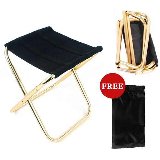 Lightweight Folding Camping Chair – Golden Aluminium Alloy Seat with Carry Bag
