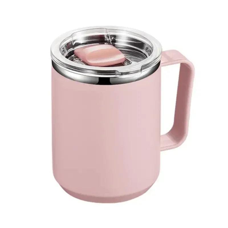 450ml Stainless Steel Insulated Coffee Cup – Travel Mug with Handle, Lid & Straw