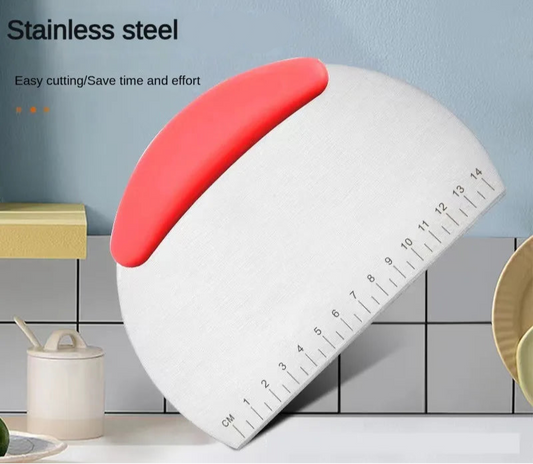 Stainless Steel Flour and Dough Cutter with Scale – Kitchen Scraper for Baking and Cooking