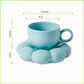 Aesthetic Sunflower Ceramic Coffee Mug with Saucer – Cute Cloud Cup for Tea & Office