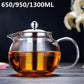 Heat Resistant Glass Teapot with Stainless Steel Infuser – 650ml, 950ml or 1300ml