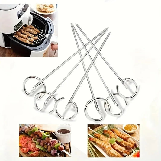 10pcs Grill Skewers – Stainless Steel for Air Fryer, Oven & BBQ Cooking