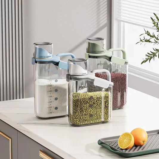 Airtight Food Storage Container with Pour Spout & Measuring Cup – Cereal & Grain Dispenser
