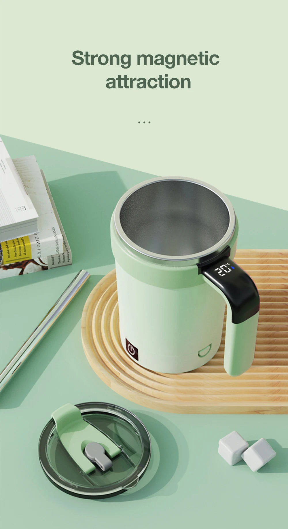 Rechargeable Self-Stirring Mug – Magnetic Electric Coffee Mixer with Lid, 380ml