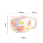 300ml Cute Ceramic Mug – Hand-Pinched Heart & Flower Pattern Coffee & Tea Cup