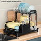 2 Tier Dish Drying Rack with Drainboard – Countertop Dinnerware & Bowl Organiser