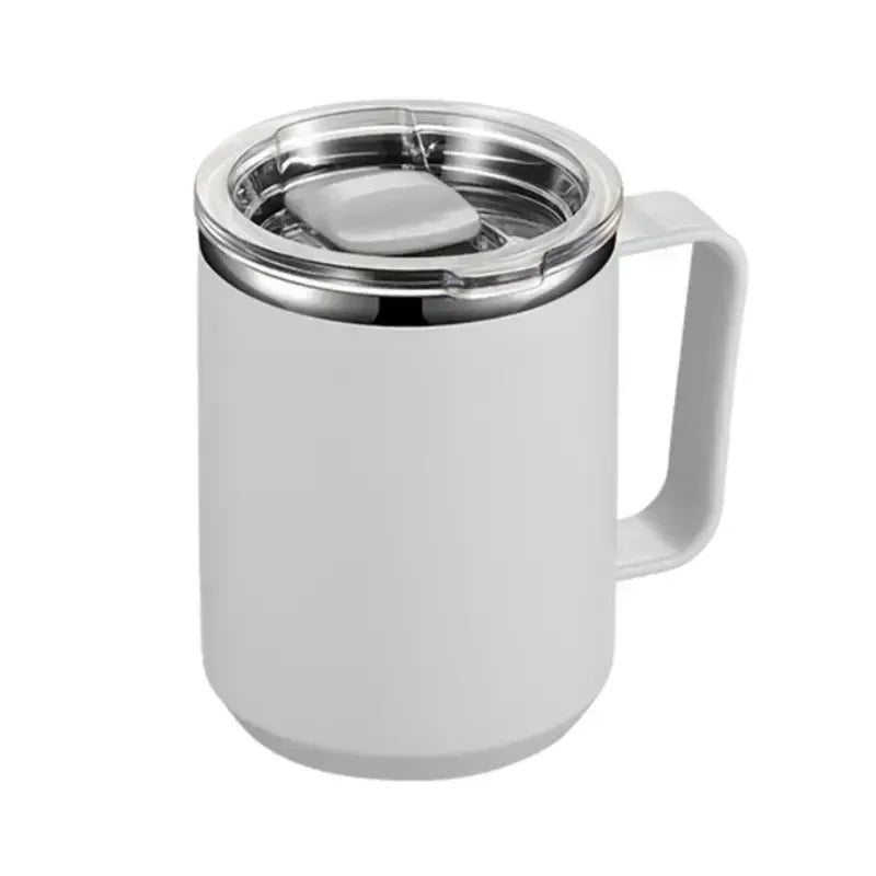 450ml Stainless Steel Insulated Coffee Cup – Travel Mug with Handle, Lid & Straw