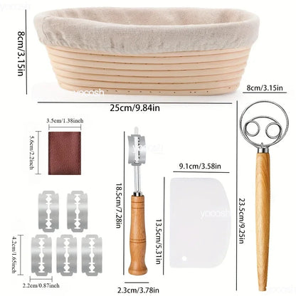 Professional Sourdough Baking Set – Proofing Basket, Mat, Tools & 24oz Starter Jar