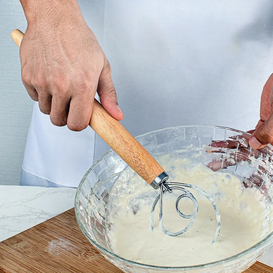 Stainless Steel Danish Dough Whisk – Handheld Beater for Bread & Pastry Mixing
