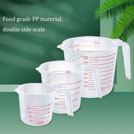 Silicone Plastic Measuring Cups – 250ml, 500ml, 1000ml Kitchen Jug Set