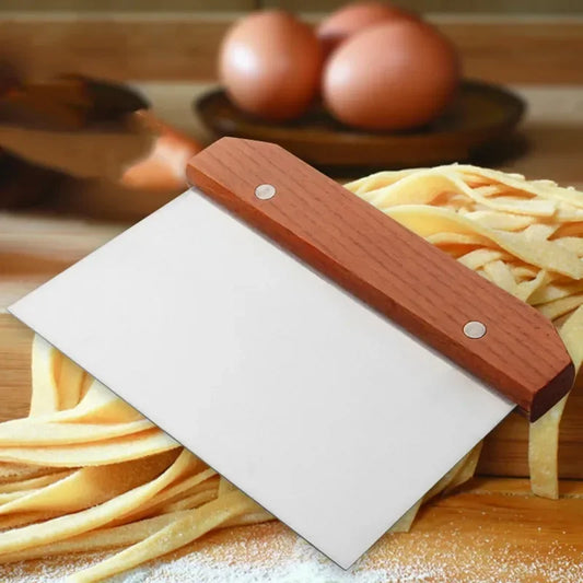 Stainless Steel Dough Scraper with Measurement Scale – Baking and Pizza Cutter Tool