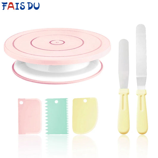 Macaron Rotating Cake Turntable – 11" Revolving Stand for Cake Decorating and Baking
