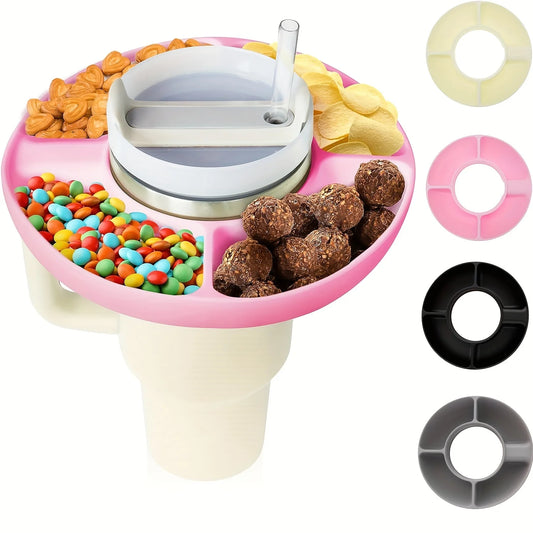 Silicone Snack Bowl for Stanley 40oz – Reusable 4-Compartment Tray for Tumbler Cups