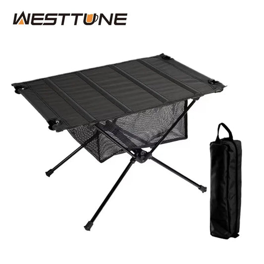 WESTTUNE Lightweight Camping Folding Table – Portable Roll-Up Aluminium Table with Oxford Fabric Top