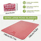 Checkered Picnic Blanket 140×190cm – Washable Lightweight Mat with Handle for Camping