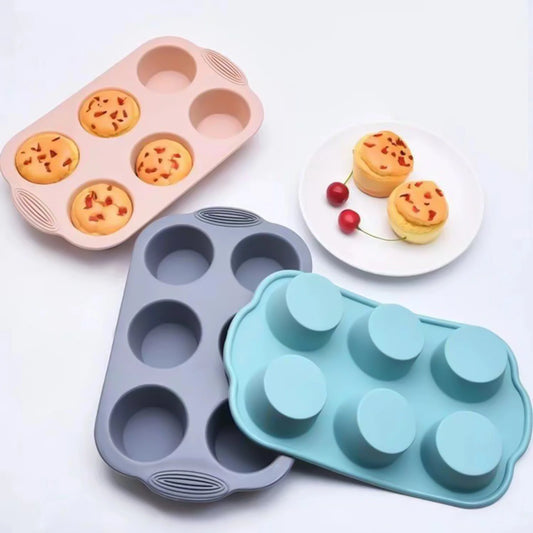 Silicone 6-Cup Cake Mould – Non-Stick Muffin Tray for Baking Cupcakes, Cakes and Biscuits