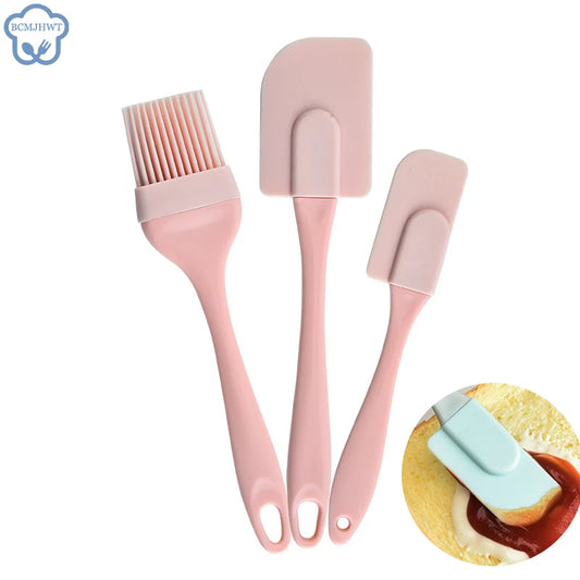 3pcs Silicone Spatula & Brush Set – Non-Stick Cake Scraper Tools for Baking & Icing