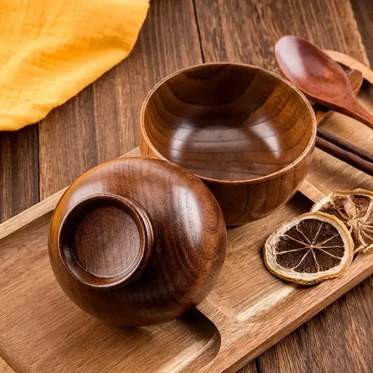 Natural Wooden Serving Bowl – Eco-Friendly Tableware for Everyday Meals
