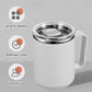 450ml Stainless Steel Insulated Coffee Cup – Travel Mug with Handle, Lid & Straw