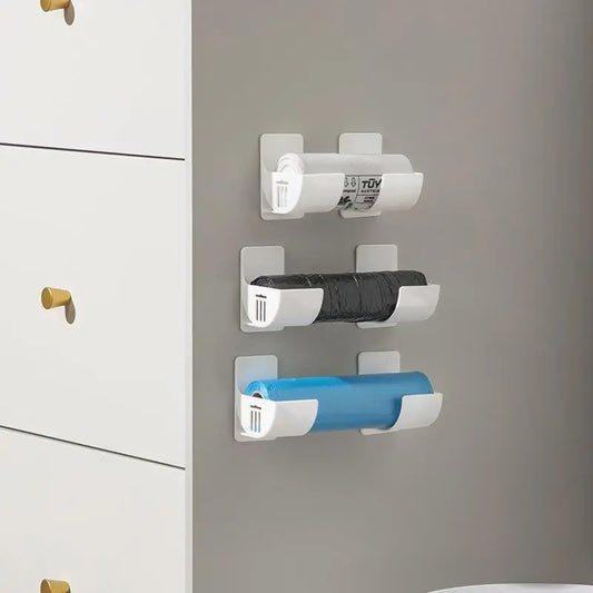 Adjustable Self-Adhesive Kitchen Storage Shelf – Wall-Mounted Holder for Wraps, Foil & Towels