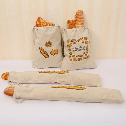 Reusable Linen Bread Storage Bag – Large Drawstring Unbleached Natural Organiser